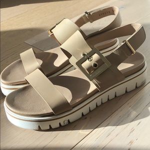 Baldinini italy real leather beige white sandals 7